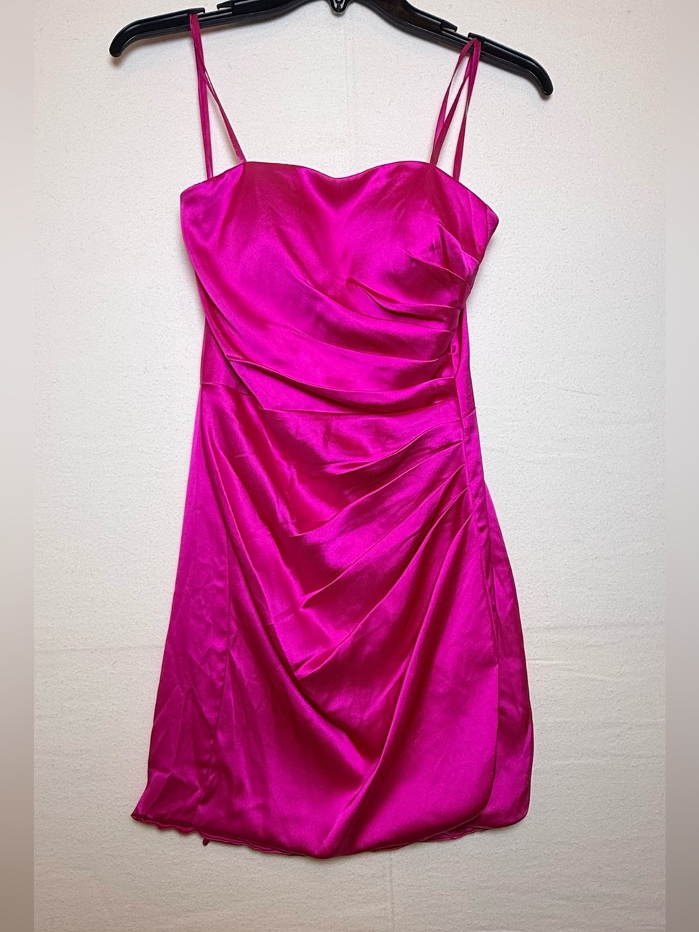 GB Juniors Fuchsia Satin Spaghetti-Strap Mini Dress